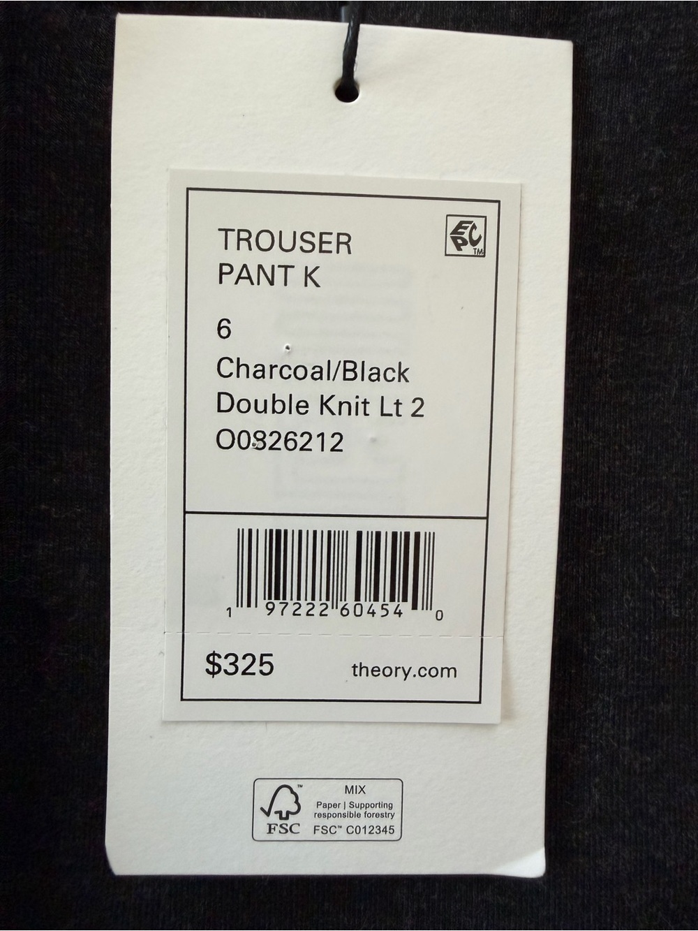 Theory Charcoal Wide Leg Trousers - Picture 4 of 4